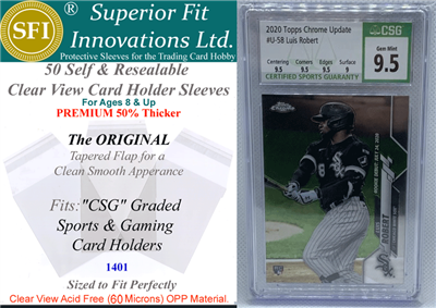Superior Fit 130 PT Card Sleeves - 50 Clear Soft Sleeves, Acid-Free, Resealable Flap, For Thick Trading Cards Or Magazines